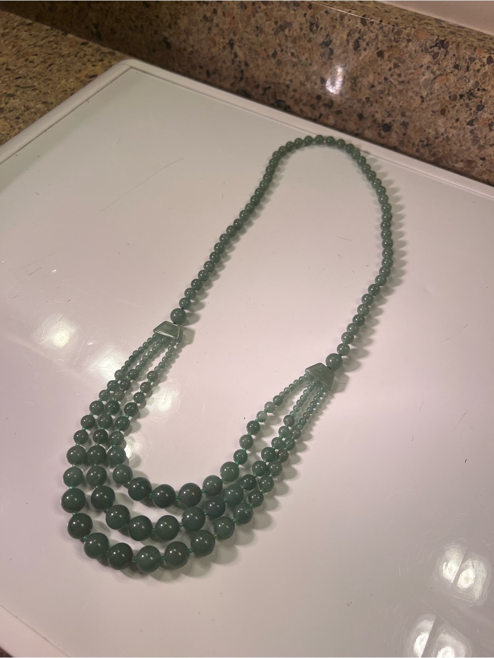 Jade Green Nephrite Multi-Strand Beaded Necklace 32”
